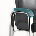Chaise de bureau moderne HomeyFad en cuir et métal, à 4 pieds et accoudoirs
