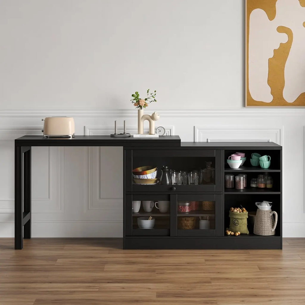 Buffet extensible de style campagnard en MDF noir
