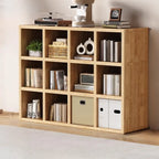 Bibliothèque horizontale moderne en bois à 8 cubes, finition naturelle