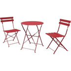 Ensemble bistrot pliant en métal 3 pièces, salon de conversation intérieur/extérieur résistant aux intempéries pour patio, cour, jardin