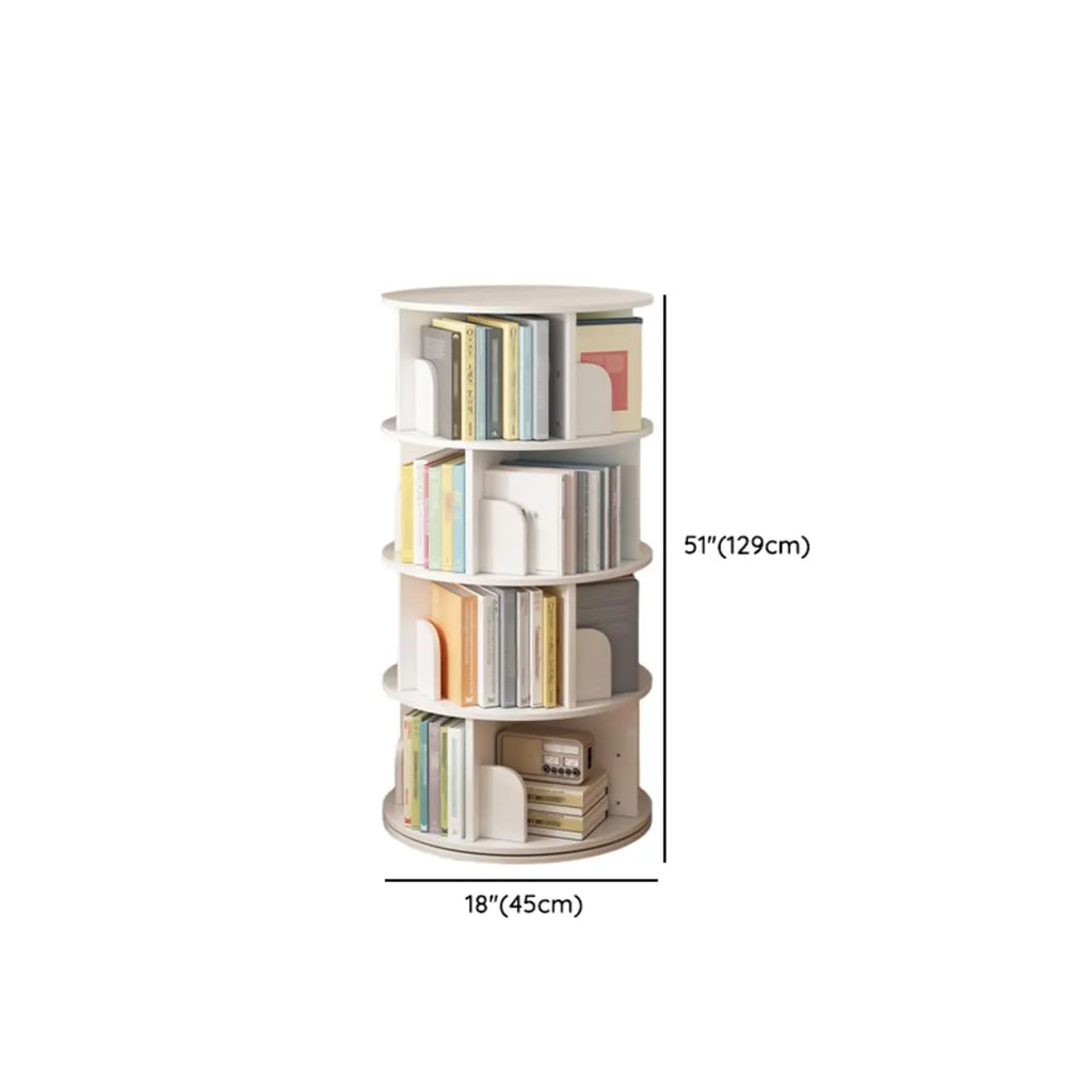 Bibliothèque cylindrique en bois marron à dos ouvert et pivotante