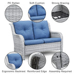 Gymojoy Canapé d'extérieur deux places en rotin Wicker Sofa Set