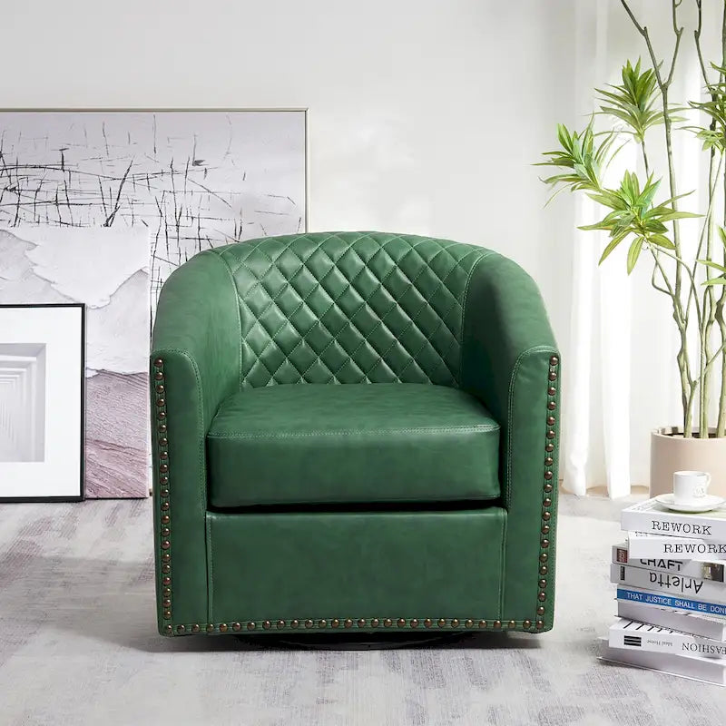 Fauteuil à barillet pivotant en cuir PU touffeté KINWELL 29