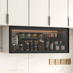 Vitrine de cuisine suspendue en métal gris et verre