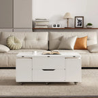Table basse pliable à plateau relevable avec 4 tabourets et rangement