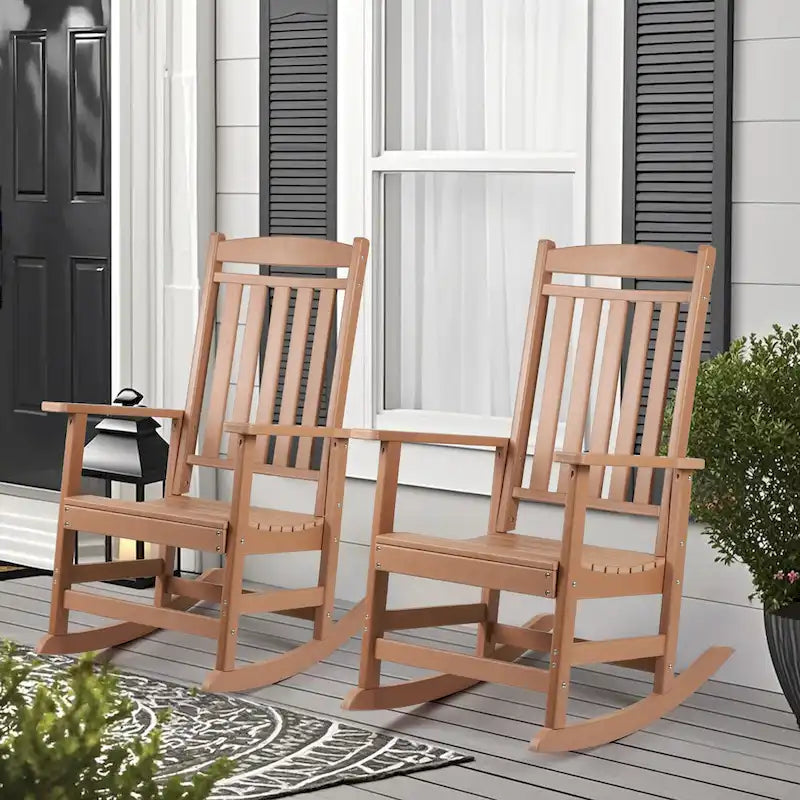 Ensemble de 2 chaises berçantes d'extérieur à dossier haut Vrakae pour tous les temps