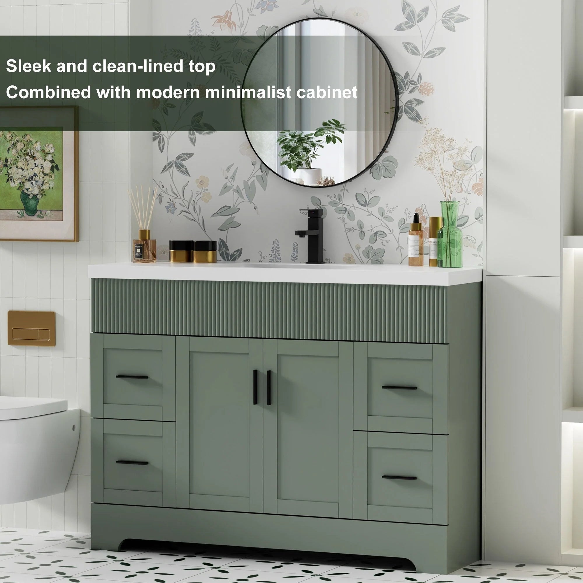 Ensemble meuble-lavabo Wavy Line 30/36/48 avec lavabo et robinet