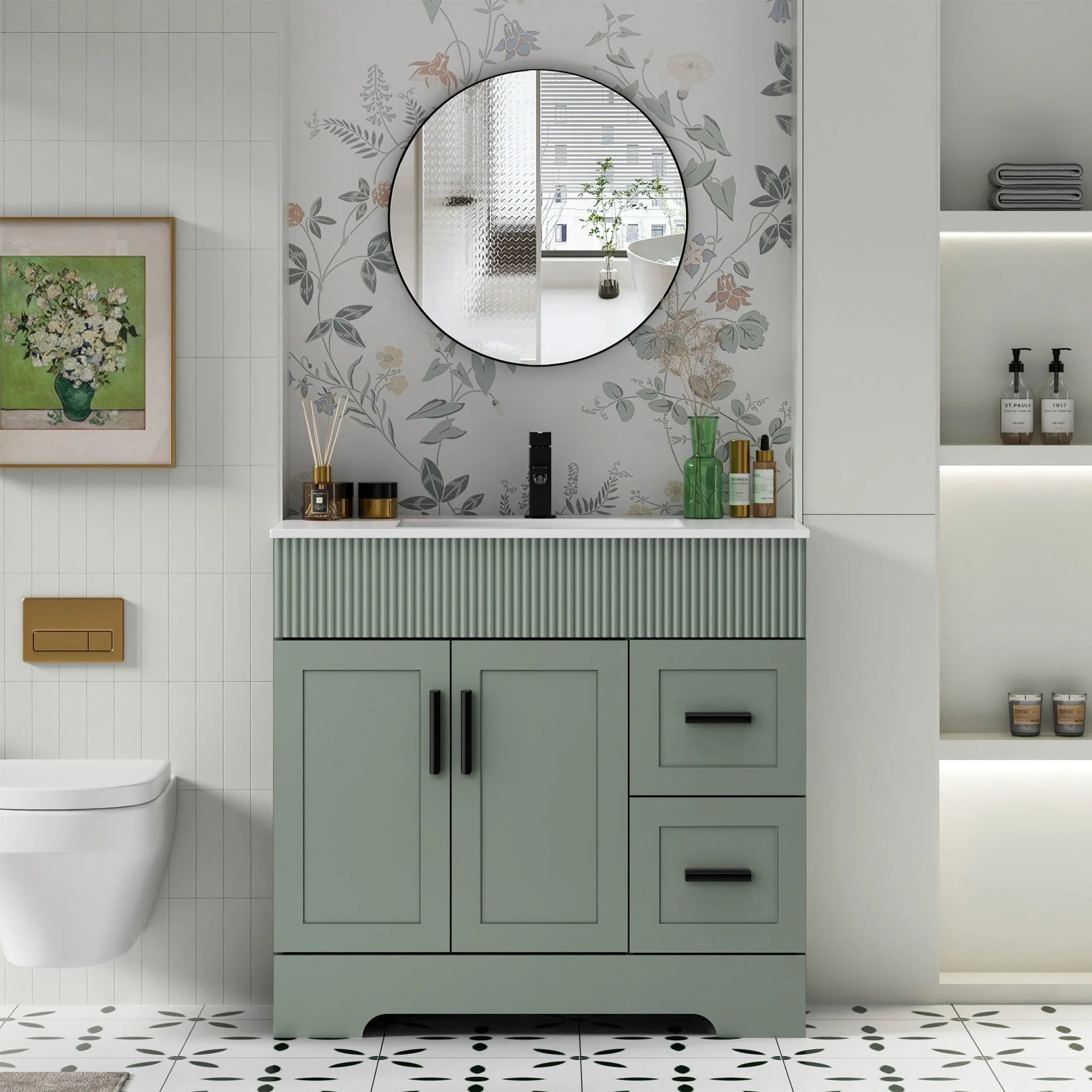 Ensemble meuble-lavabo Wavy Line 30/36/48 avec lavabo et robinet