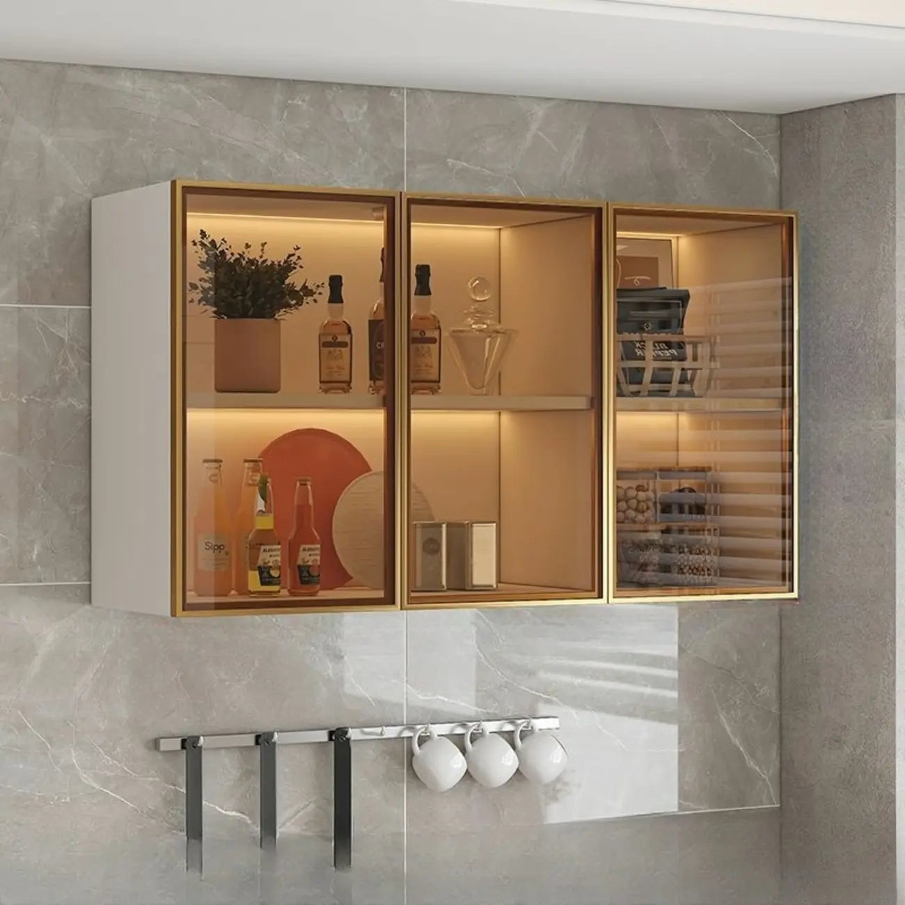 vaisselier mural gris en bois pour cuisine