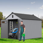 Abri de jardin en résine plastique tout temps avec plancher, dimensions : 1,83 m x 1,22 m / 1,83 m x 2,44 m / 2,44 m x 1,83 m / 2,44 m x 3,05 m.