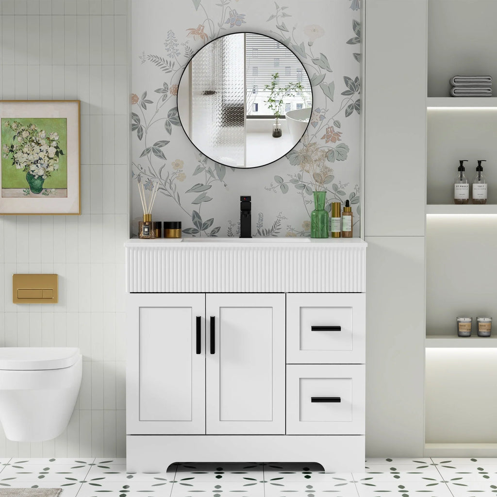 Ensemble meuble-lavabo Wavy Line 30/36/48 avec lavabo et robinet