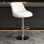 Tabouret de bar pivotant capitonné à losanges, réglable, en cuir PU noir et rouge