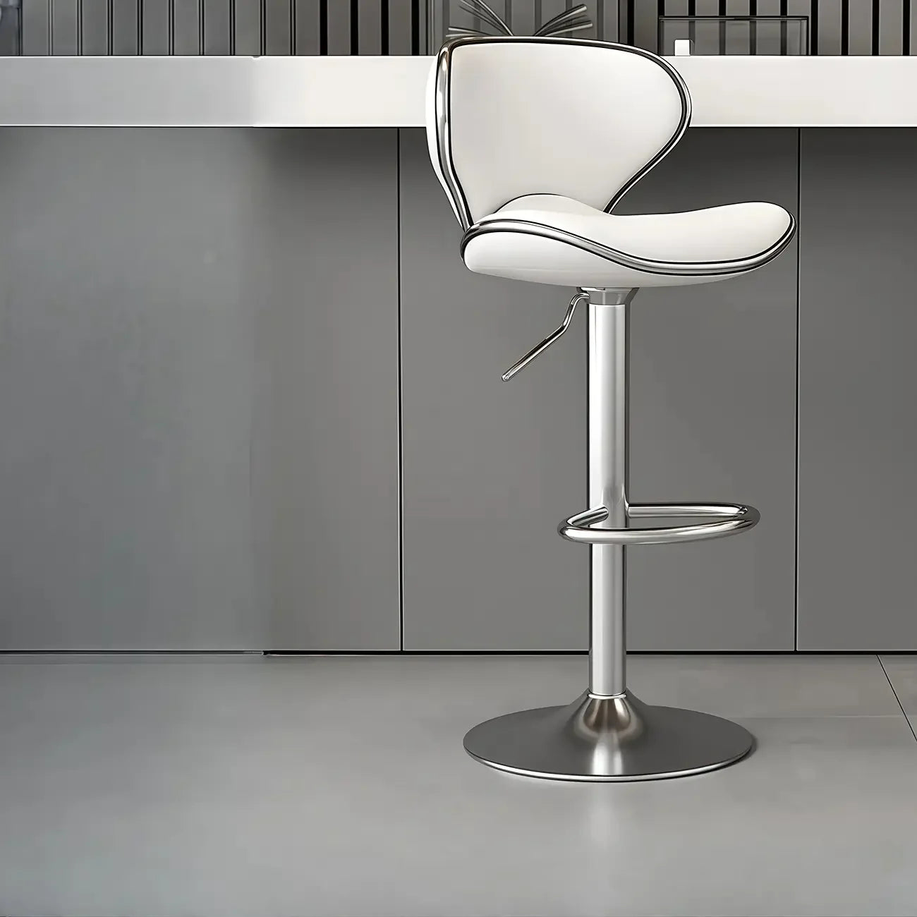 Tabouret de bar pivotant et réglable avec selle rembourrée en cuir