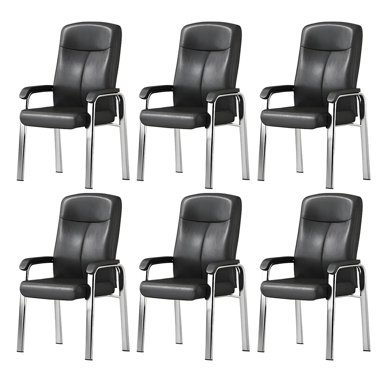 Chaise de bureau moderne HomeyFad en cuir et métal, à 4 pieds et accoudoirs
