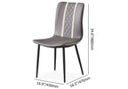 Chaise de salle à manger moderne sans accoudoirs, en similicuir gris et pieds en métal