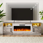Meuble TV Bossin 70 avec cheminée électrique 36 pouces, compatible avec les téléviseurs jusqu'à 80 pouces, éclairage LED 16 couleurs/centre multimédia