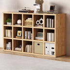 Bibliothèque horizontale moderne en bois à 8 cubes, finition naturelle
