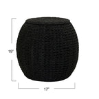 Table d'appoint avec panier de rangement en osier tressé à la main Household Essentials - 17,0 L x 17,0 l x 19,0 H