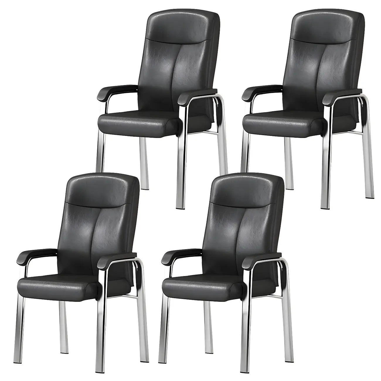Chaise de bureau moderne HomeyFad en cuir et métal, à 4 pieds et accoudoirs