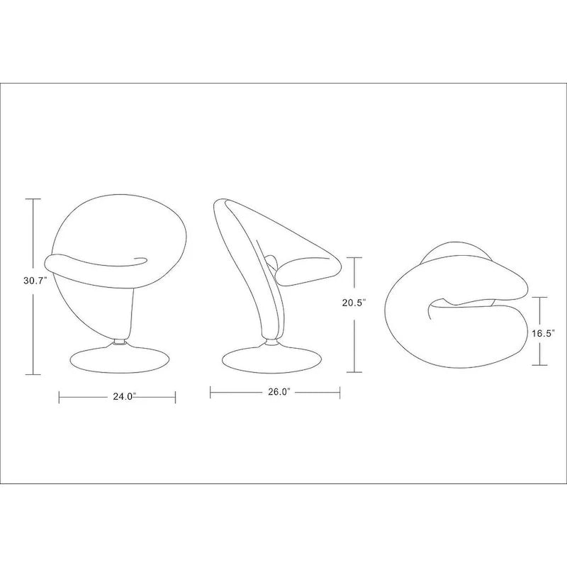 Fauteuil pivotant en mélange de laine et chrome Curl de Manhattan Comfort (lot de 2)