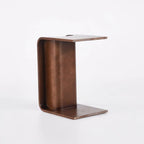 Table d'appoint convertible en forme de C en bois de noyer avec rangement