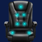 Fauteuil de bureau pivotant ergonomique en cuir noir avec repose-pieds