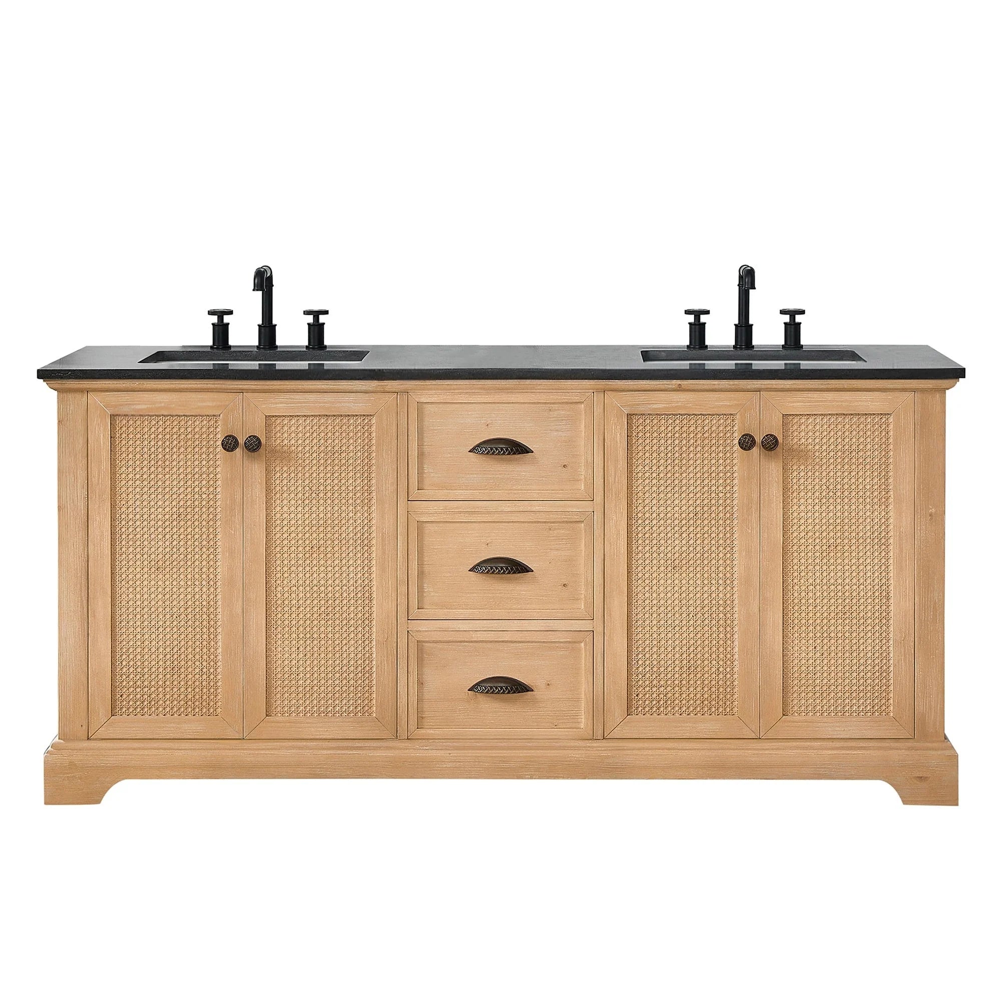 Meuble-lavabo Hervas avec plateau en marbre naturel, sans miroir.