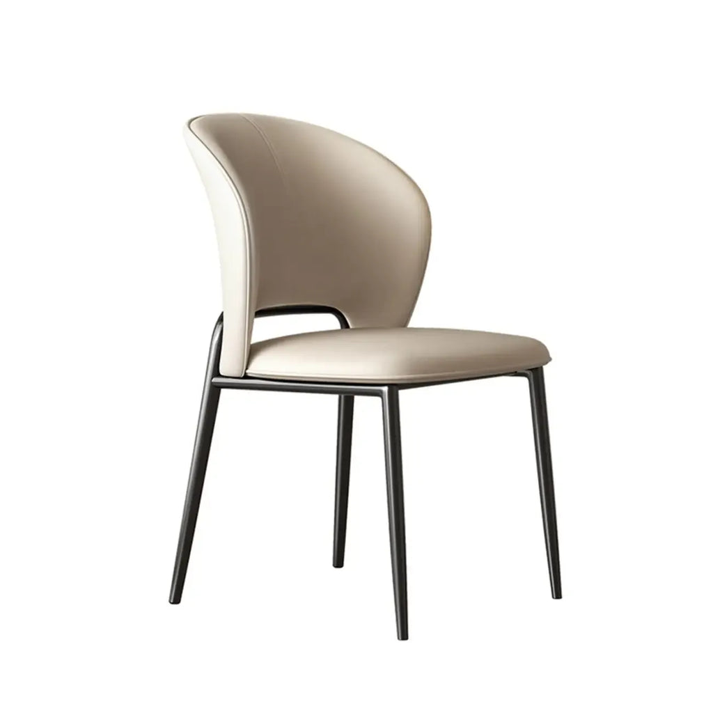 Chaise de salle à manger moderne en similicuir à dossier bas incurvé