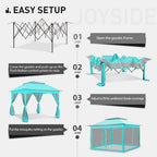 Cozywor Tonnelle escamotable en acier de 3,35 m x 3,35 m avec moustiquaire