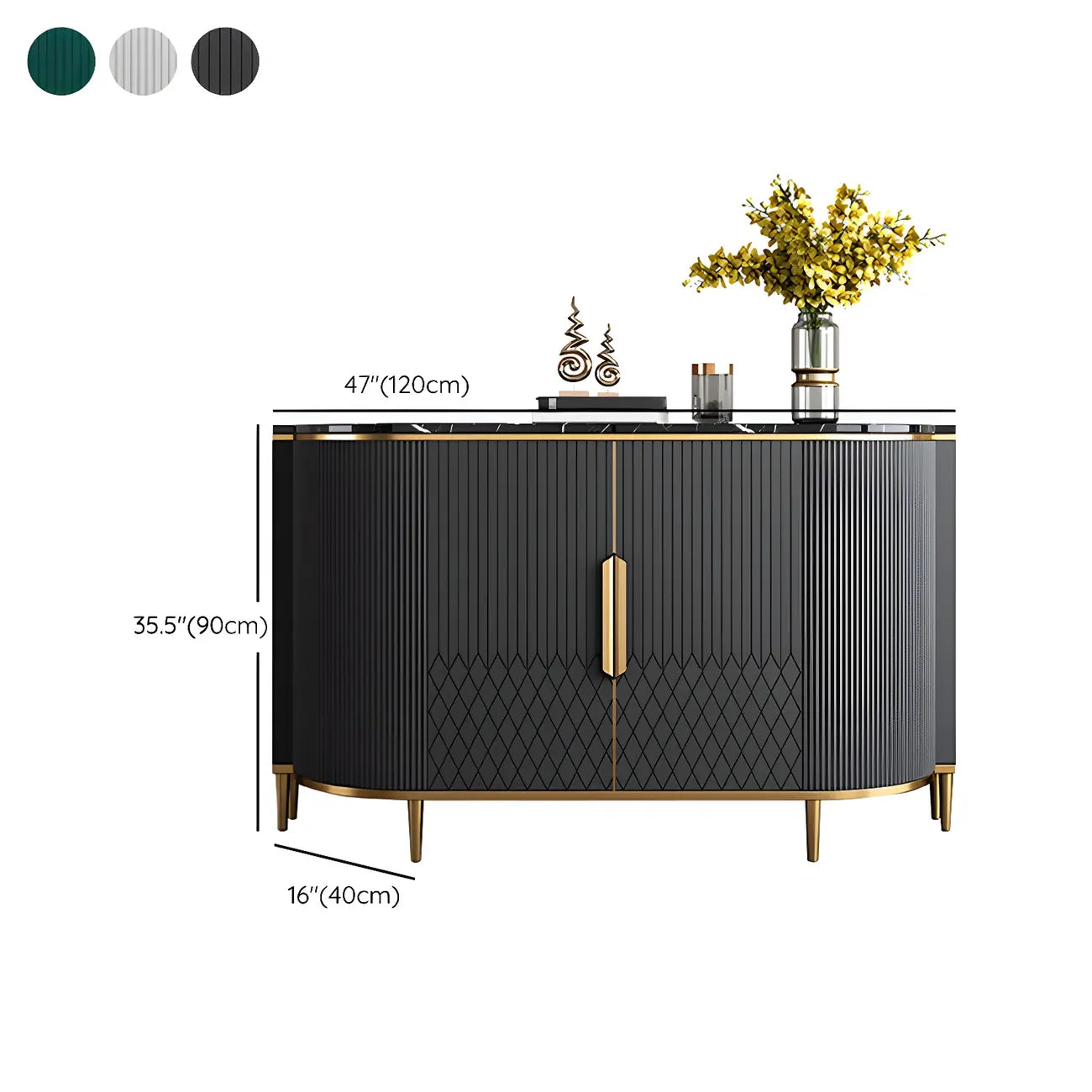 Buffet glamour en marbre gris avec rangement