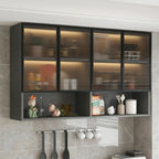 vaisselier mural gris en bois pour cuisine