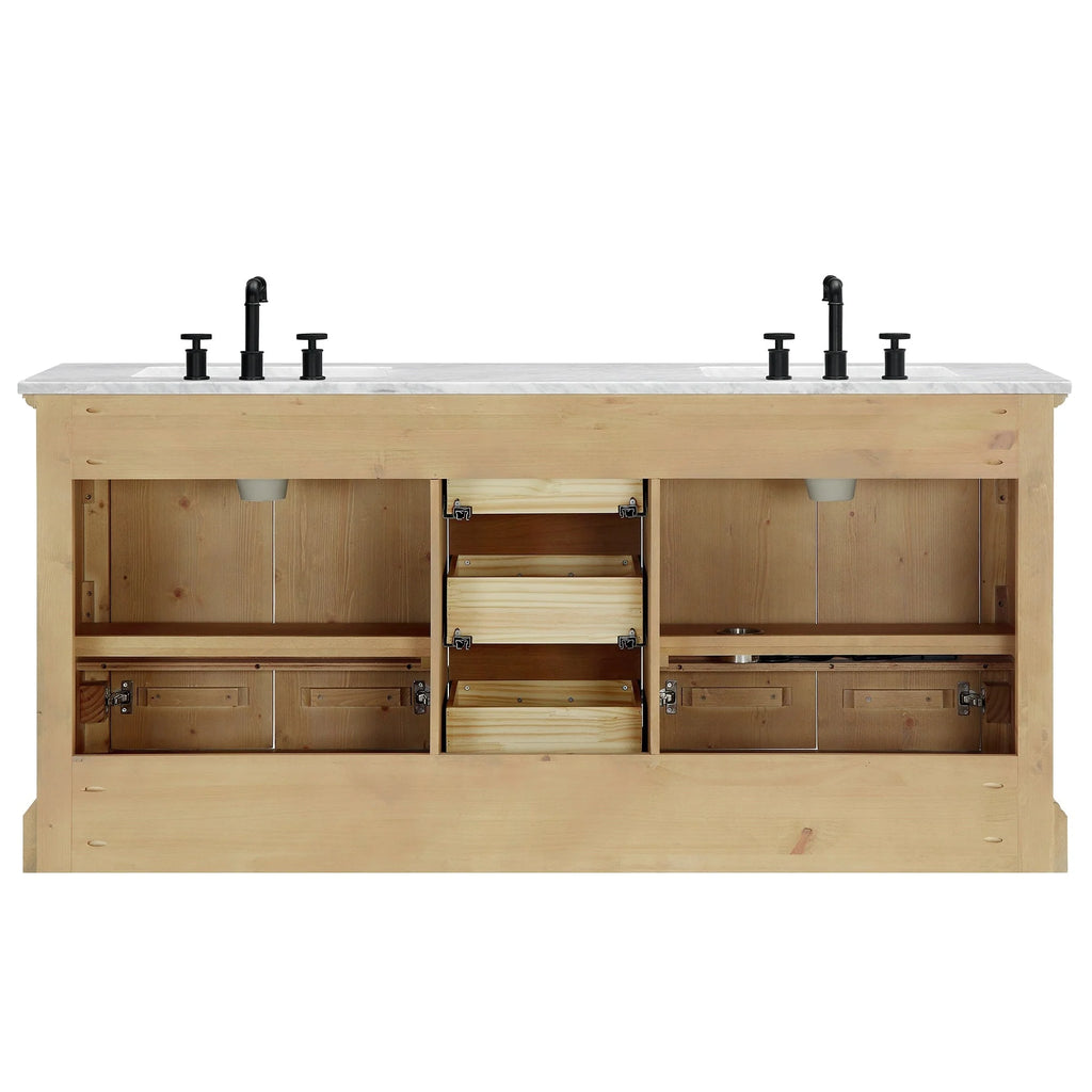 Meuble-lavabo Hervas avec plateau en marbre naturel, sans miroir.