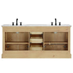 Meuble-lavabo Hervas avec plateau en marbre naturel, sans miroir.