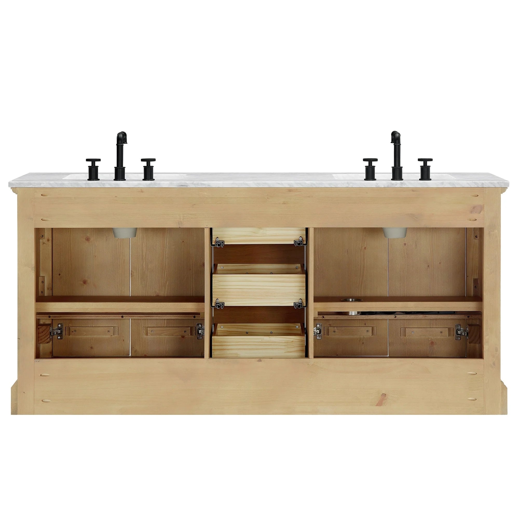 Meuble-lavabo Hervas avec plateau en marbre naturel, sans miroir.