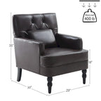 Lot de 2 fauteuils rembourrés avec boutons touffetés et oreiller lombaire beige/gris/bleu clair