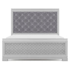 Ensemble de chambre à coucher Seleena Glam Silver Wood 5 pièces avec panneaux capitonnés et port USB par Furniture of America