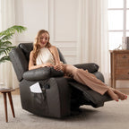 Fauteuil inclinable à large assise en cuir durable avec massage et chauffage