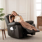 Fauteuil inclinable à large assise en cuir durable avec massage et chauffage