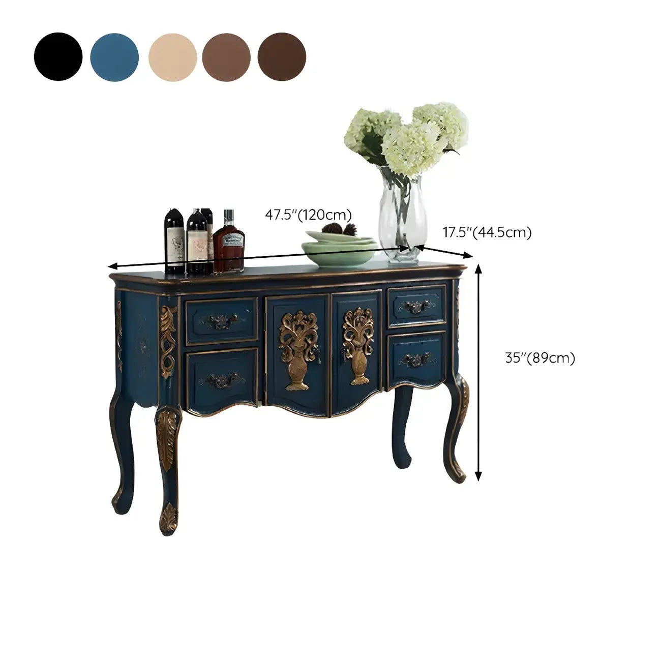 Console de rangement en bois de style français avec tiroirs