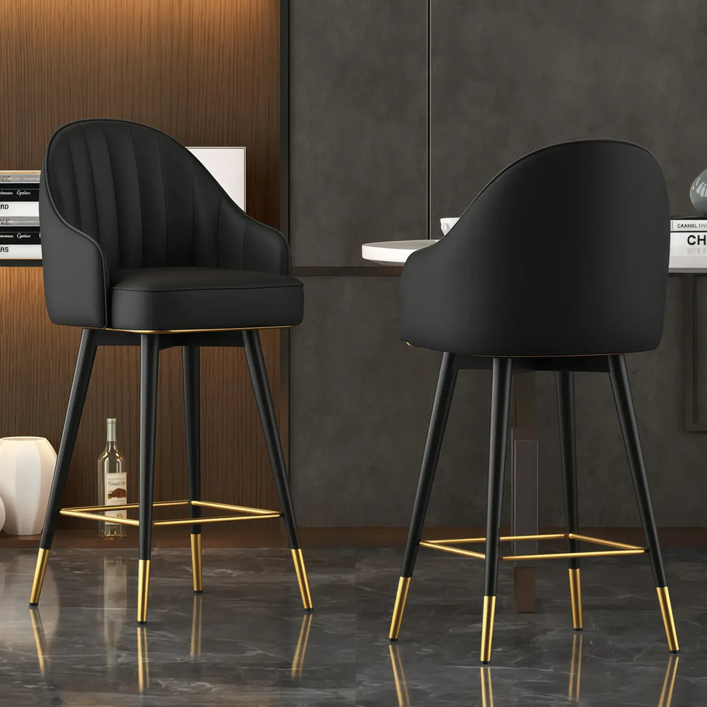 Sgabello da bar imbottito girevole in pelle Art Déco