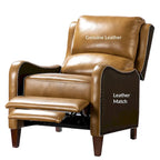 Fauteuil inclinable Brigida moderne en cuir véritable avec clous décoratifs et repose-pieds réglable (lot de 2) par HULALA HOME