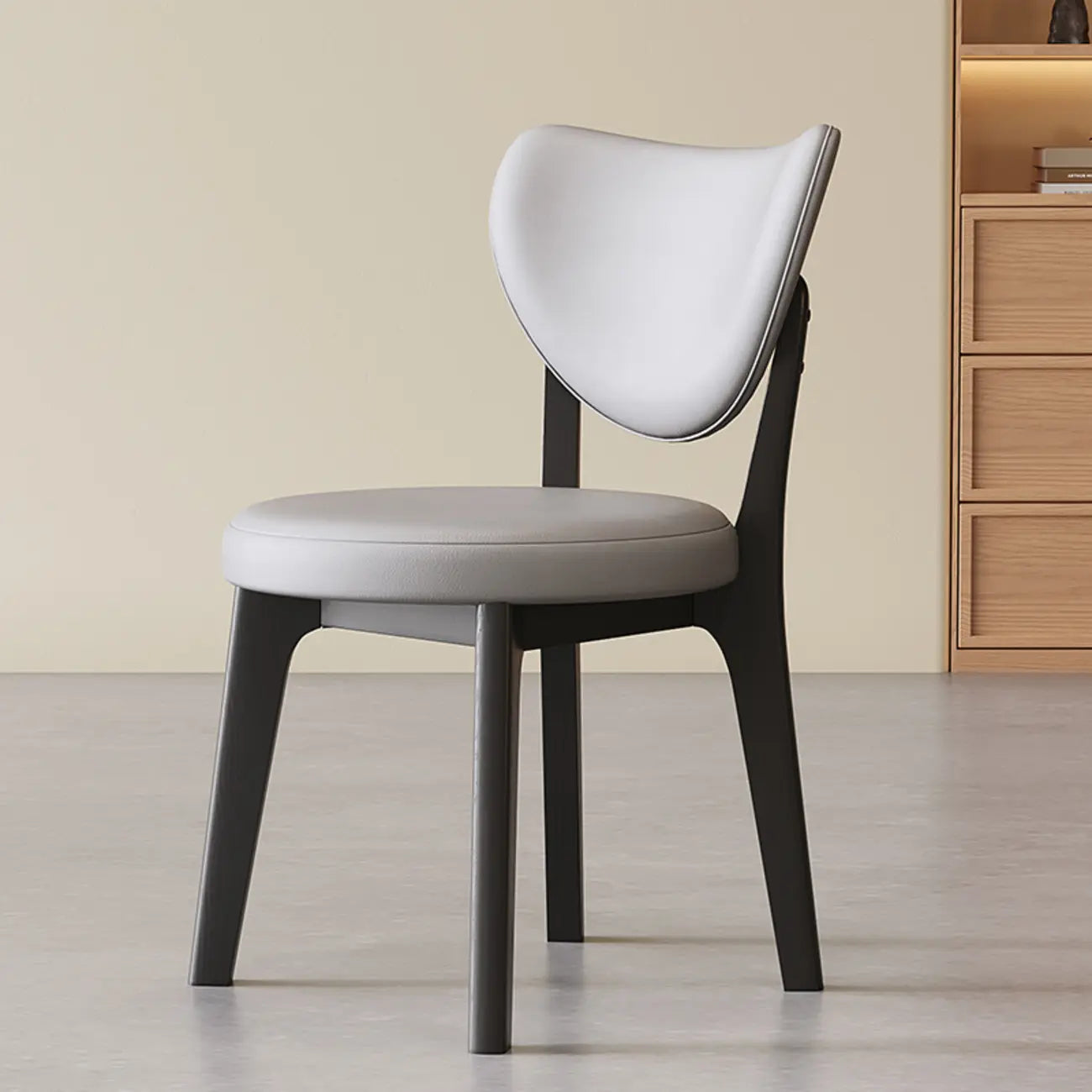 Chaise de salle à manger moderne sans accoudoirs à oreilles en similicuir