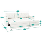 Canapé d'angle convertible et réversible avec lit gigogne, méridienne de rangement dissimulée et pieds robustes.