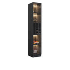 Armoire à vin minimaliste en bois noir avec porte vitrée
