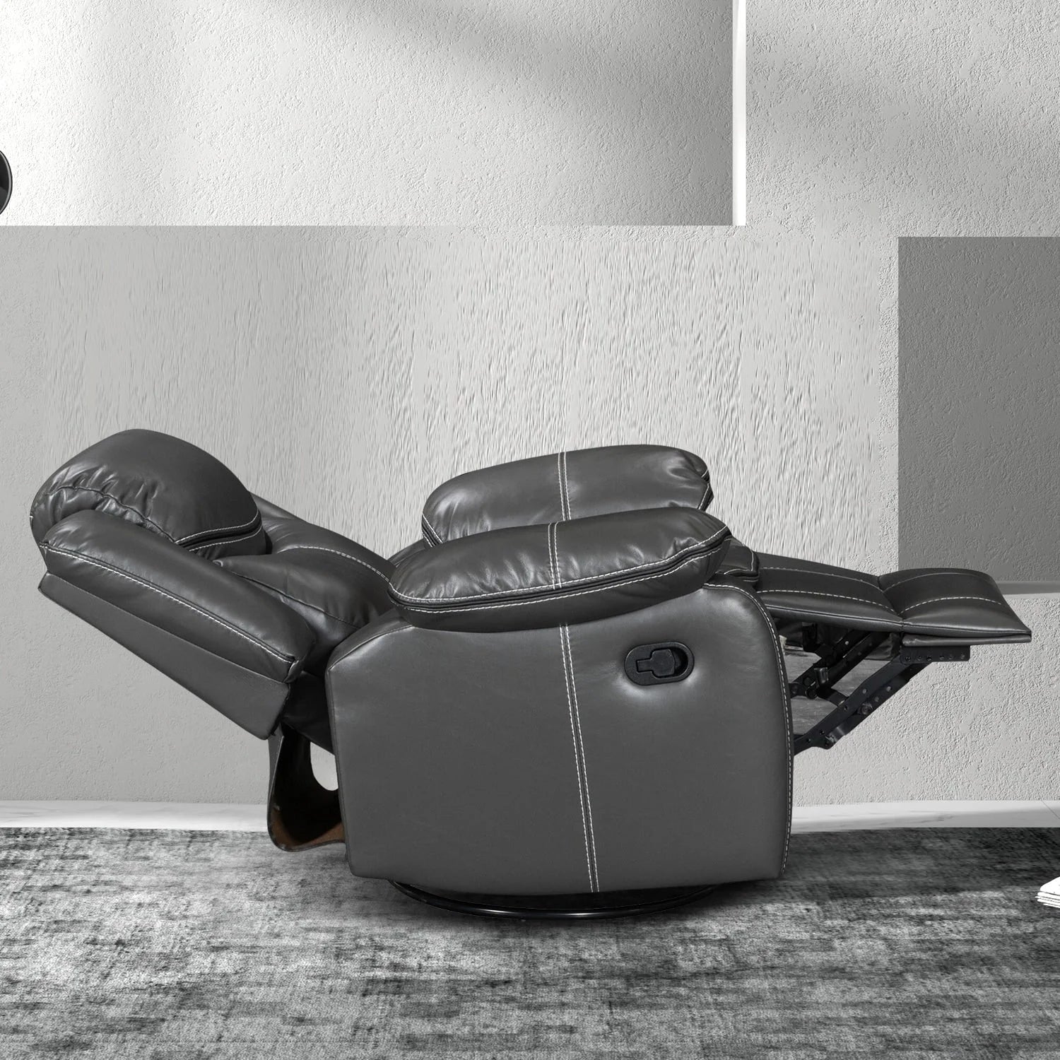 Fauteuil inclinable à large assise en cuir durable avec massage et chauffage