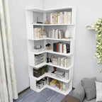 Bibliothèque d'angle en bois composite à 6 étagères