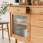 Buffet à 4 tiroirs en bois naturel de style milieu du siècle