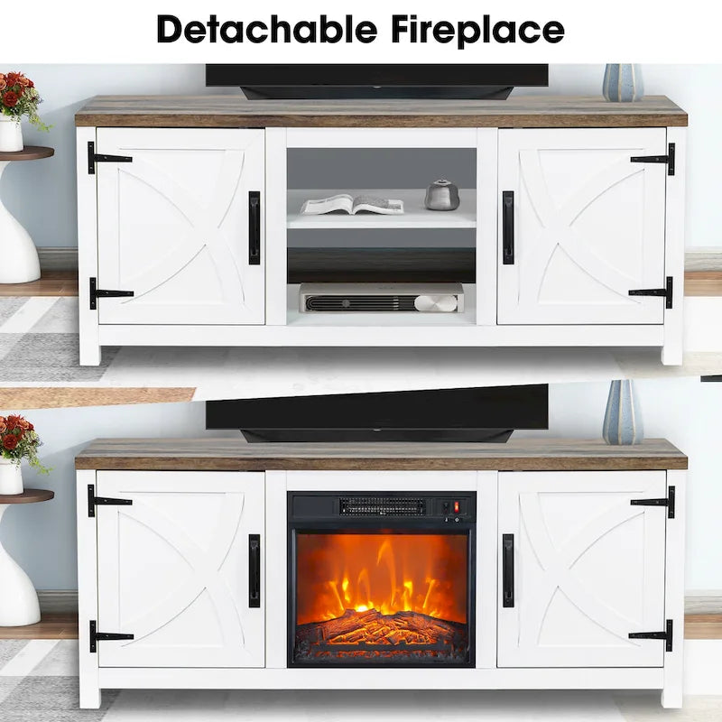 Meuble console de 147 cm avec foyer électrique pour téléviseurs jusqu'à 65 pouces