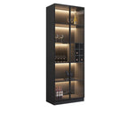 Armoire à vin minimaliste en bois noir avec porte vitrée
