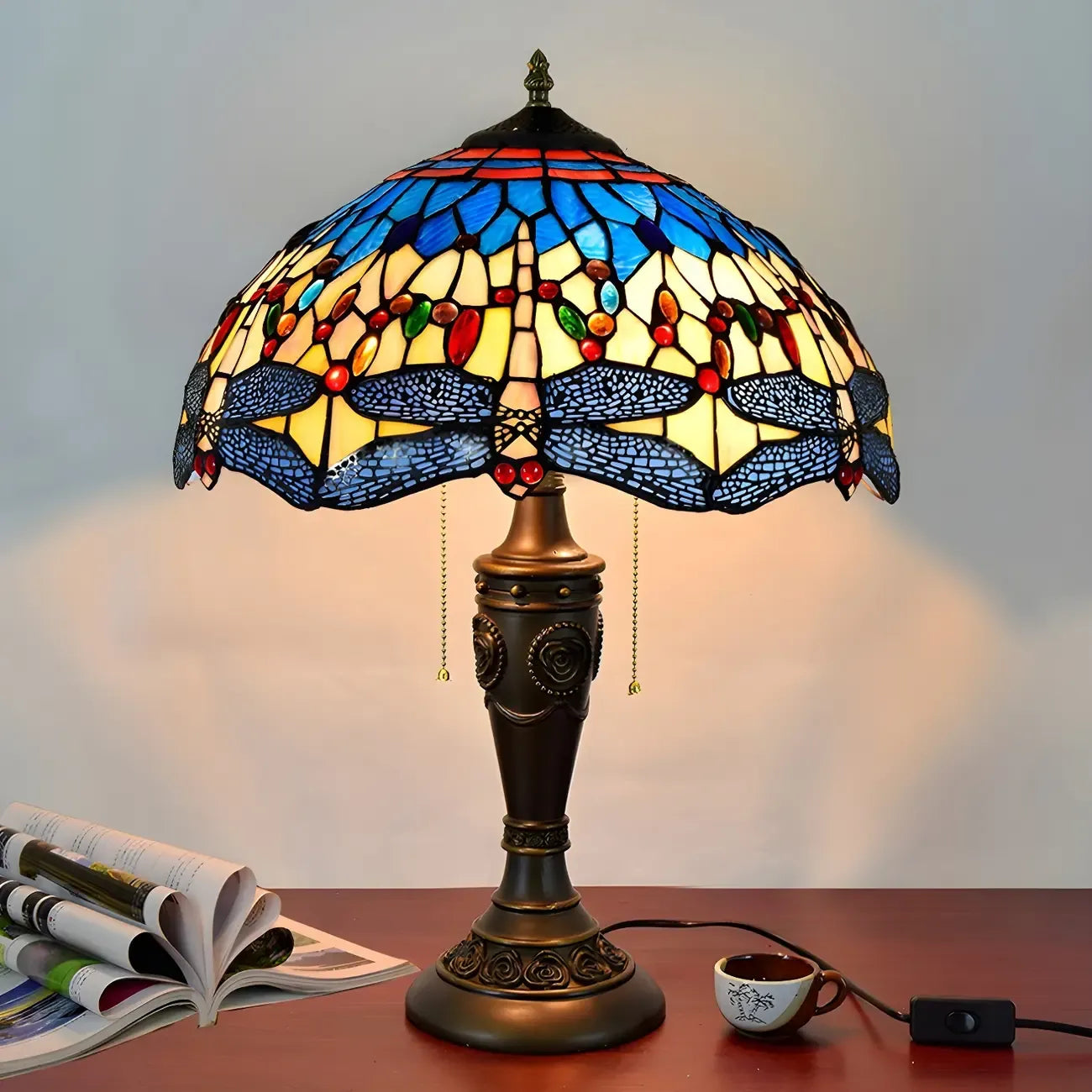 Lampe de table HomeyFad à 2 lumières avec dôme en verre et acier inoxydable de style vintage